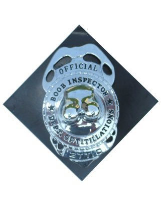 e-carnavalskleding-SYK Boob inspector badge+speld