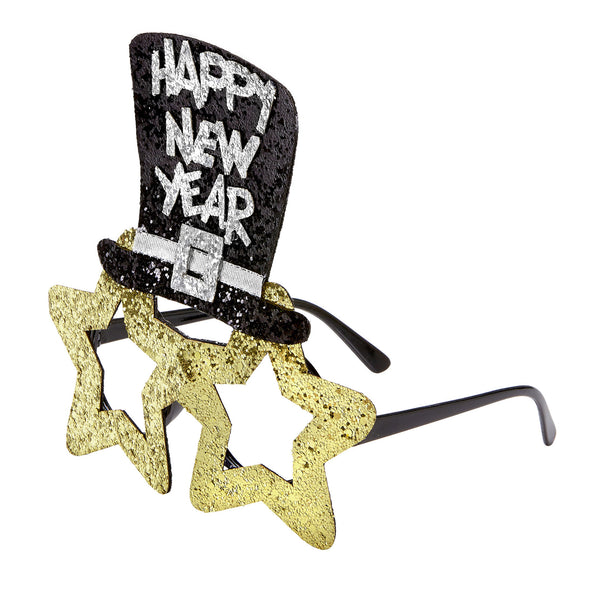 e-carnavalskleding-SYK Bril, Happy New Year Goud