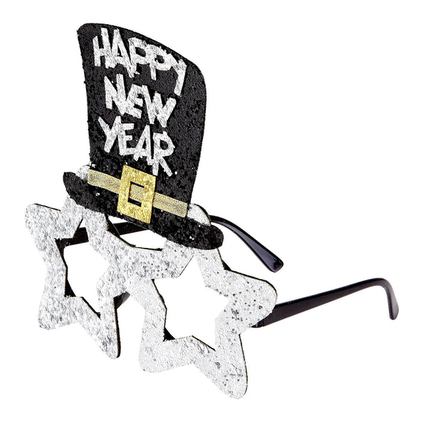 e-carnavalskleding-SYK Bril, Happy New Year Zilver