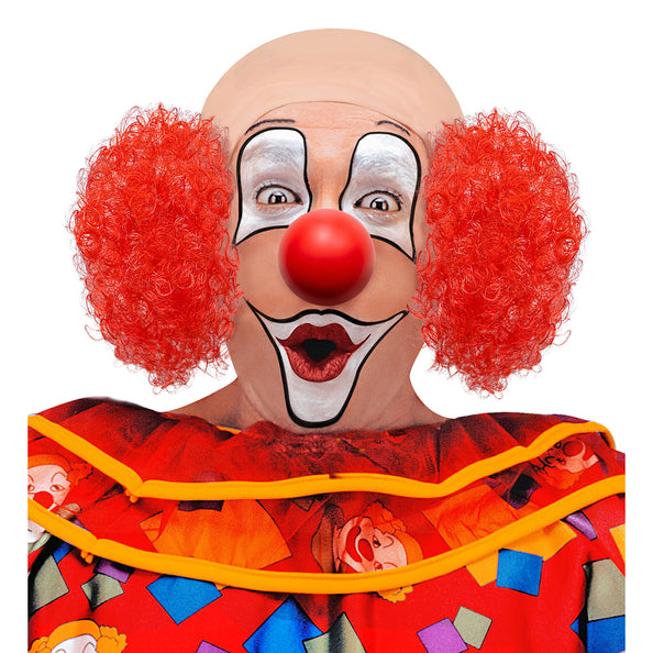 e-carnavalskleding-SYK Clown pruik kaal met krul en rode neus