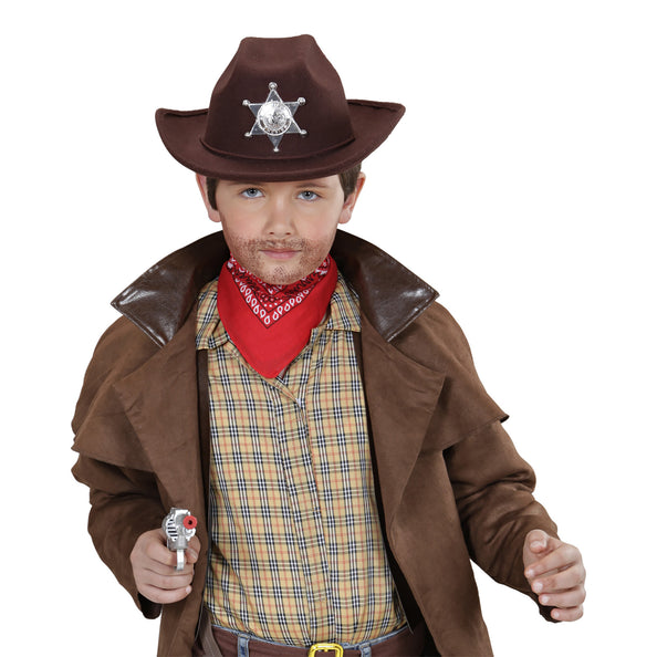 e-carnavalskleding-SYK cowboyhoed bruin met sheriff ster kind