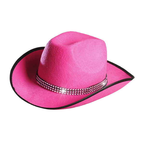 e-carnavalskleding-SYK Cowboyhoed roze met strass steentjes