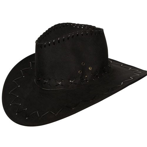 e-carnavalskleding-SYK Cowboyhoed zwart suede