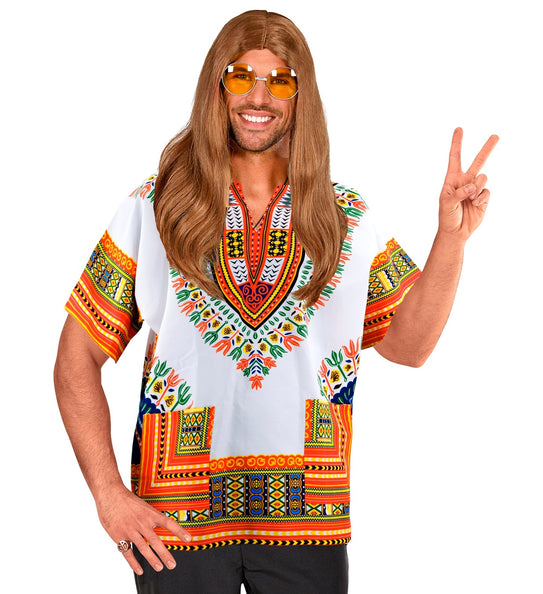 e-carnavalskleding-SYK Dashiki shirt Jimmy wit oranje