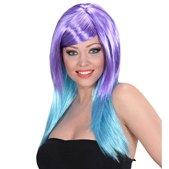 e-carnavalskleding-SYK Dip dye pruik paars blauw