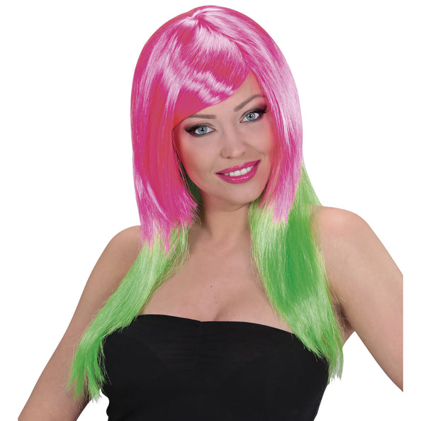 e-carnavalskleding-SYK Dip dye pruik roze groen