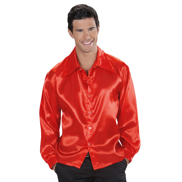 e-carnavalskleding-SYK Disco blouse rood Bennie heren