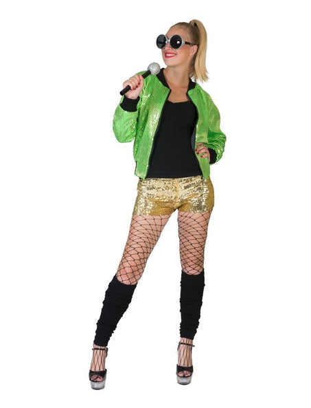 e-carnavalskleding-SYK Disco glitter korte broek goud