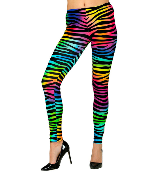 e-carnavalskleding-SYK Disco legging neon zebraprint dames