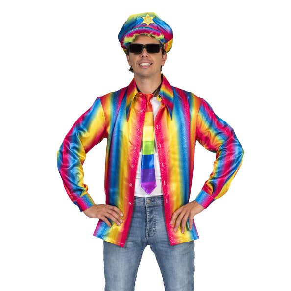 e-carnavalskleding-SYK Disco Shirt Rainbow heren