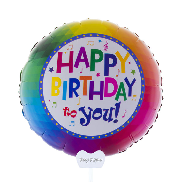 e-carnavalskleding-SYK Folieballon happy birthday to you met stokje 11 inch