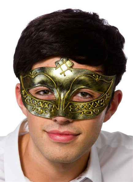 e-carnavalskleding-SYK Gladiator oogmasker in antiek goud