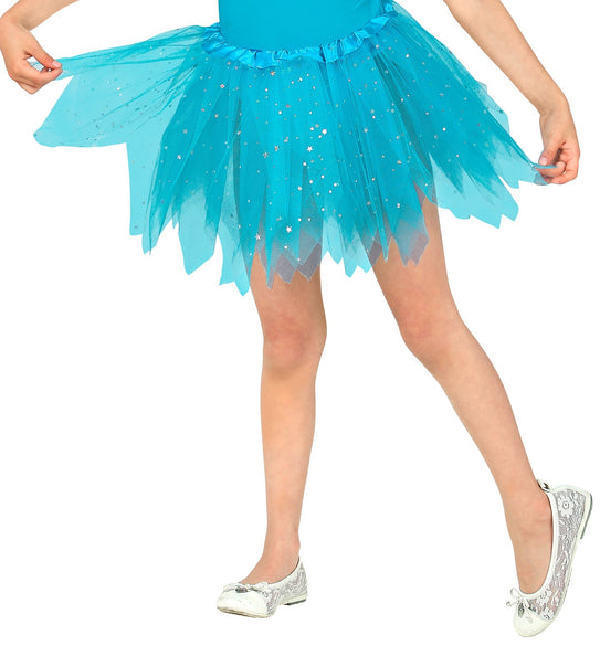 e-carnavalskleding-SYK Glitter tutu rok blauw kinderen