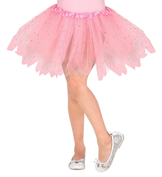 e-carnavalskleding-SYK Glitter tutu rok kort lichtroze kinderen