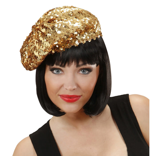 e-carnavalskleding-SYK Gouden baret pailletten glitter muts