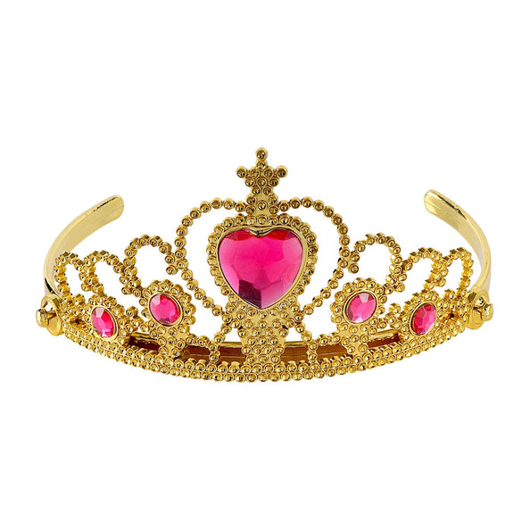 e-carnavalskleding-SYK Gouden tiara met roze steentjes