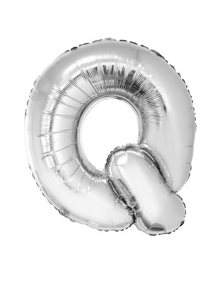 e-carnavalskleding-SYK Grote folie ballon letter Q Zilver