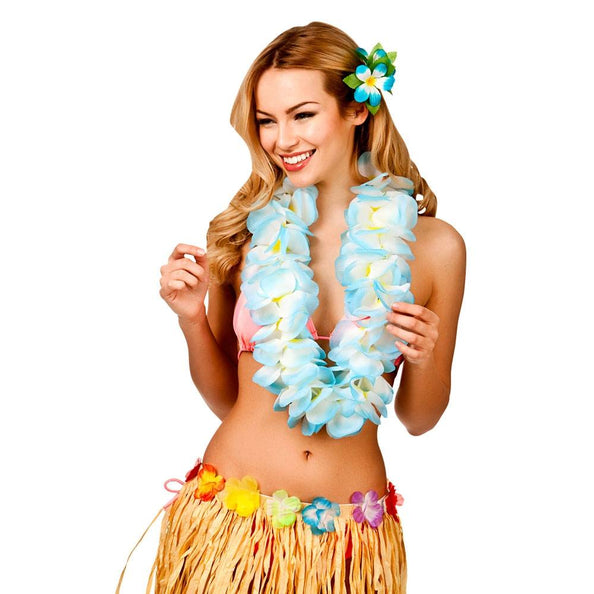 e-carnavalskleding-SYK Hawaii slinger blauwe bloemen (11.5cm)