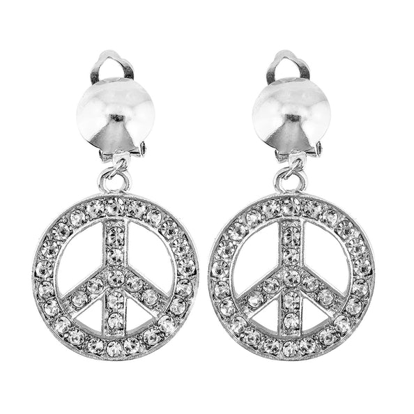 e-carnavalskleding-SYK Hippie oorbellen peace diamantjes