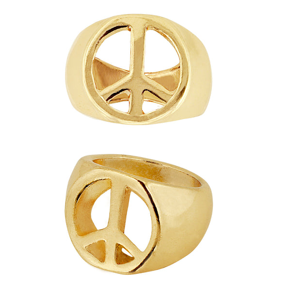 e-carnavalskleding-SYK Hippie ring goud peace