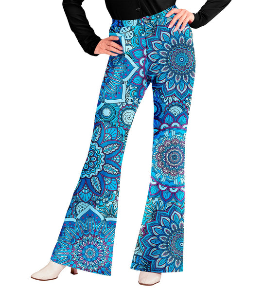 e-carnavalskleding-SYK Jaren 70 broek mandala blauw dames