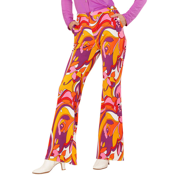 e-carnavalskleding-SYK Jaren 70 disco broek Groovy Orchidee