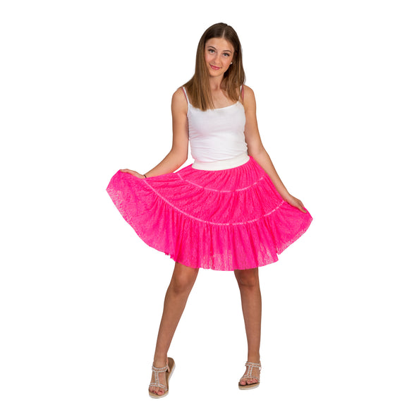 e-carnavalskleding-SYK Kanten petticoat Nikki in neon roze