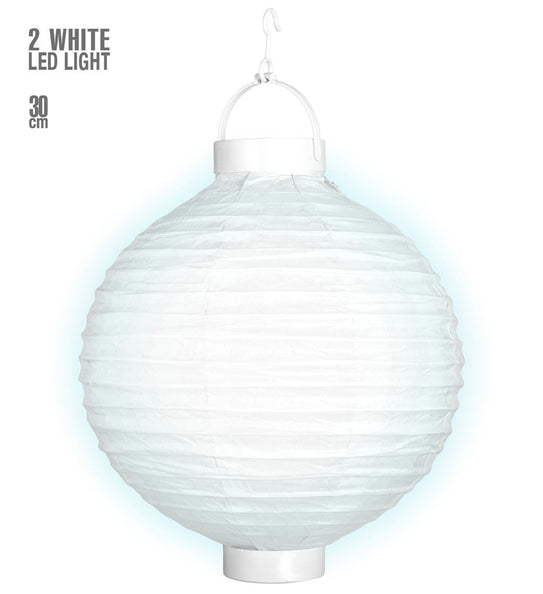 e-carnavalskleding-SYK Lampion Met Licht 30Cm Wit