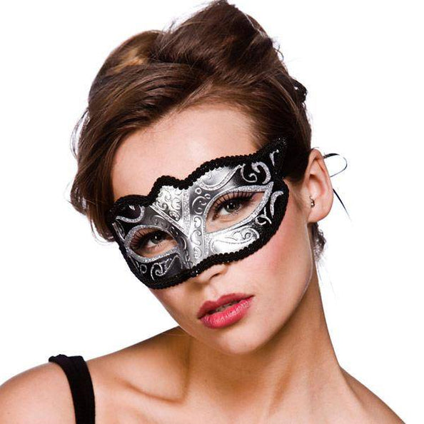 e-carnavalskleding-SYK Oogmasker Verona zilver met zilveren glitters