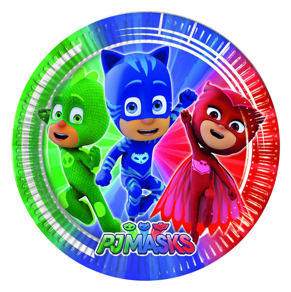 e-carnavalskleding-SYK PJ Masks papieren borden 8 stuks  20cm