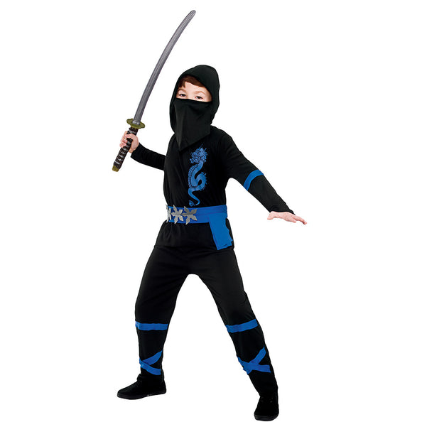 e-carnavalskleding-SYK Power ninja kostuum zwart blauw kinderen