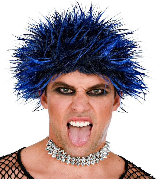 e-carnavalskleding-SYK Punk pruik blauw