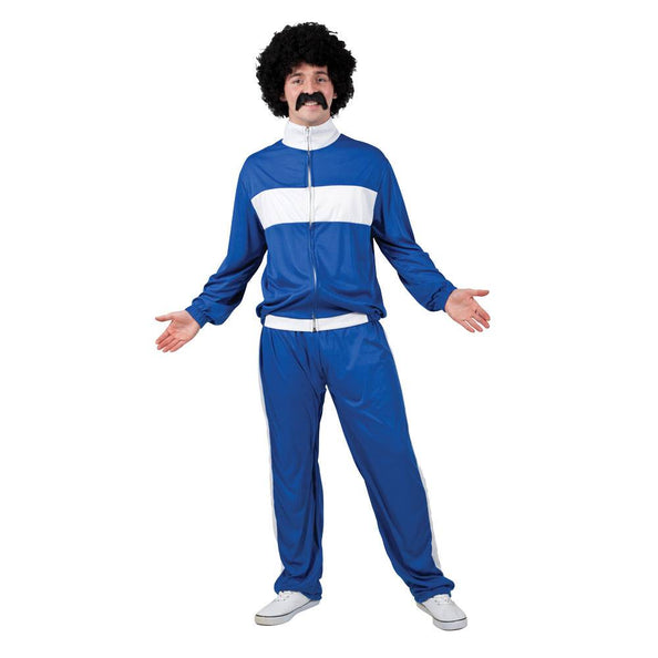 e-carnavalskleding-SYK Retro trainingspak 80's wit/blauw