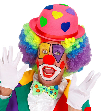 e-carnavalskleding-SYK Roze bolhoed clown met hartjes