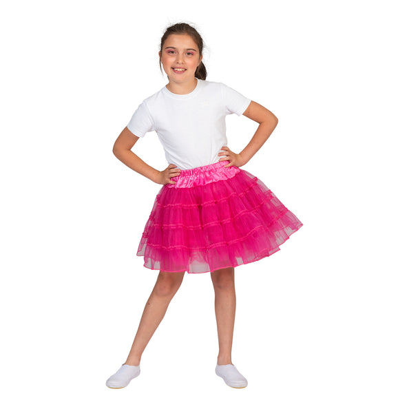 e-carnavalskleding-SYK Roze/Fuchsia tule rok Sterre kinderen