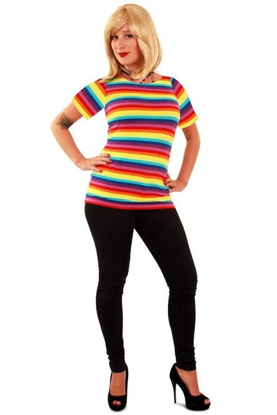 e-carnavalskleding-SYK Shirt regenboog print dames