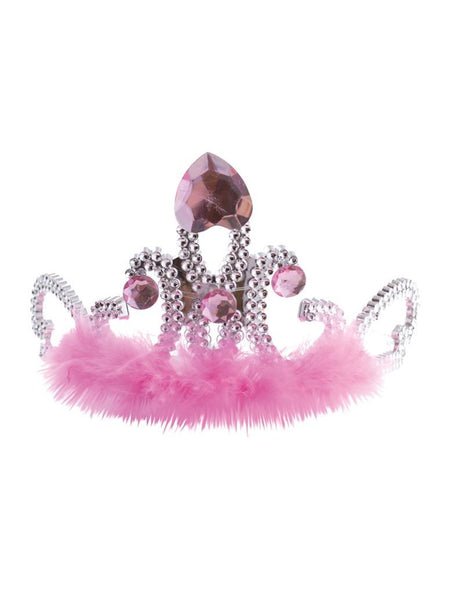 e-carnavalskleding-SYK Tiara met marabou en nep diamanten