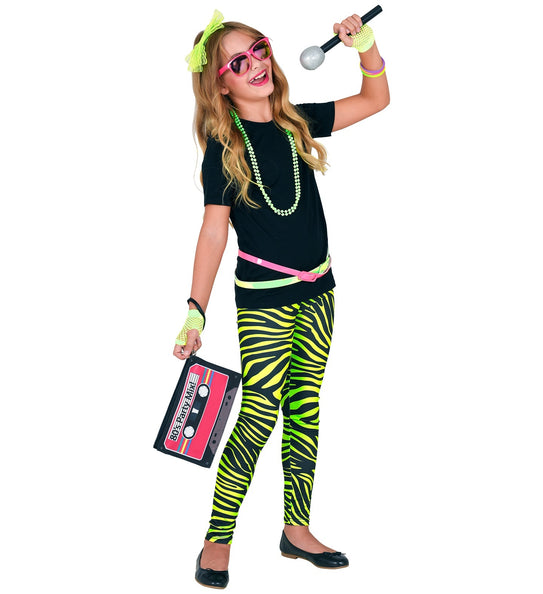 e-carnavalskleding-SYK Zebraprint legging kinderen neon groen