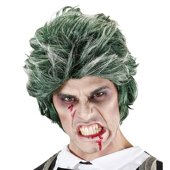 e-carnavalskleding-SYK Zombie Dracula pruik groen